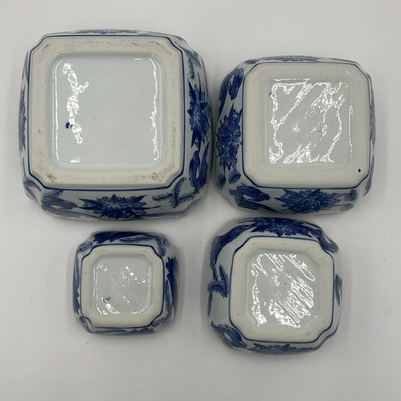 Set of 4-Graduated Hand Painted Cobalt Blue Decorative Bowls - Picture 10 of 11